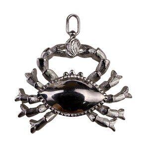 Silver Tone Metal Crab Necklace Pendant Charm Detailed Design